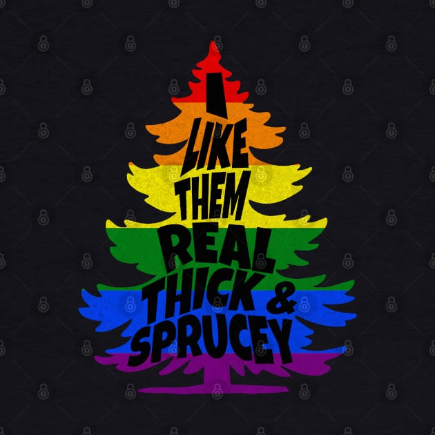 Funny Rainbow LGBTQ Gay Christmas Tree by Cosmic Dust Art